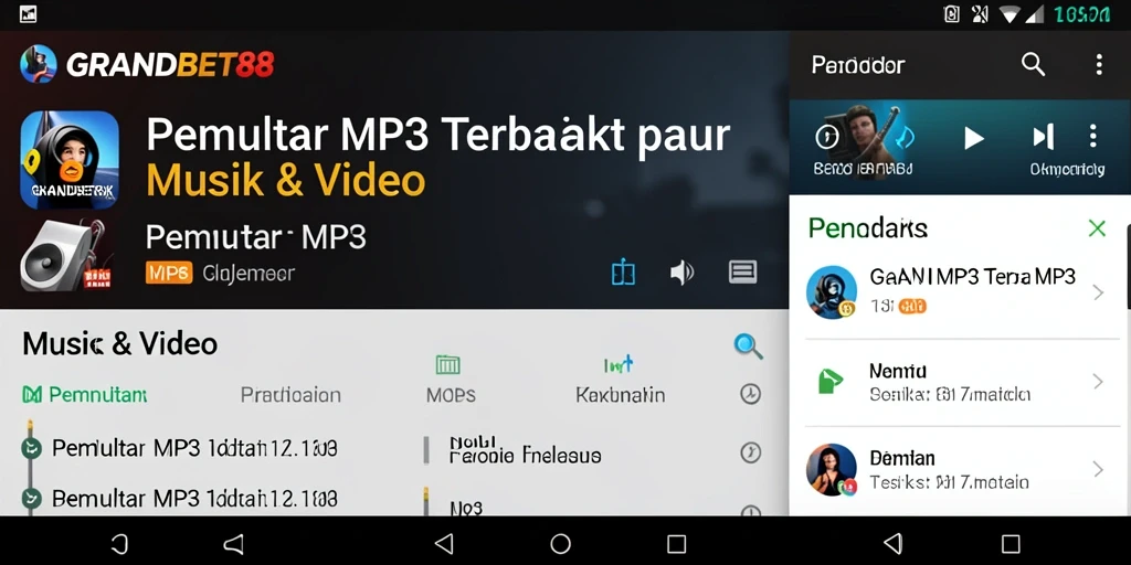 Antarmuka pengguna aplikasi Pemutar MP3 GRANDBET88 yang intuitif dan menarik.