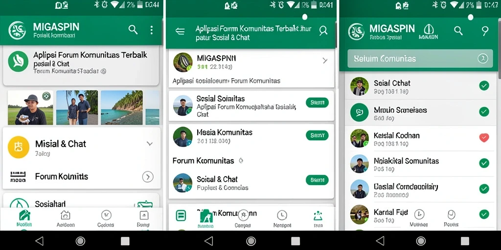 Antarmuka pengguna MIGASPIN menampilkan forum komunitas yang interaktif.